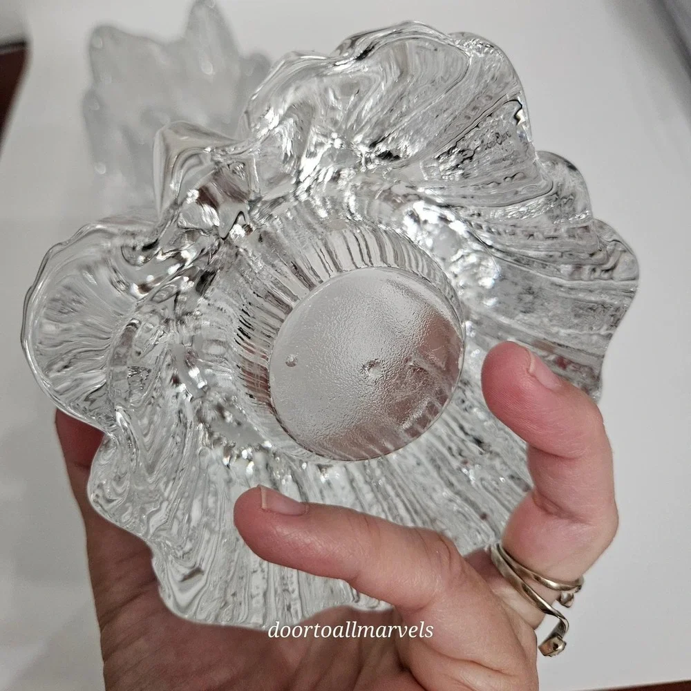 VTG Sweden Nybro Volcano Crystal Clear Tealight Candle Holders Heavy